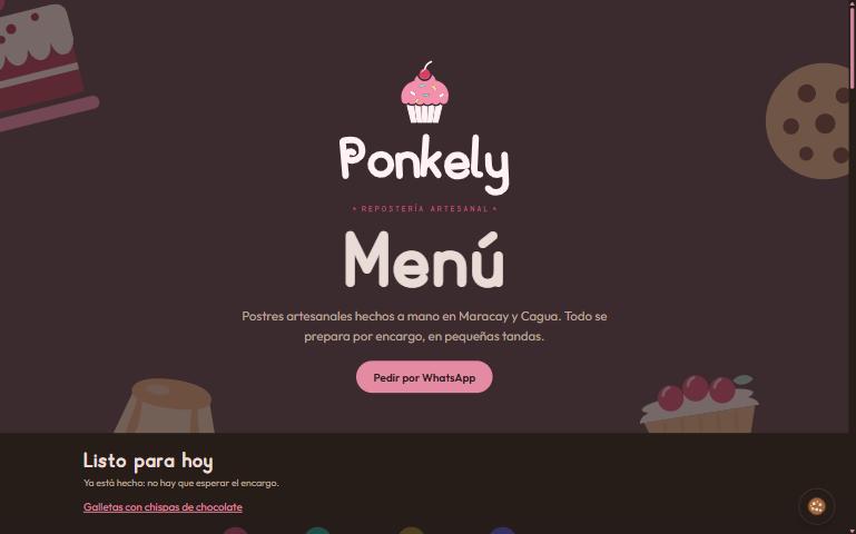 Menú público de Repostería Ponkely